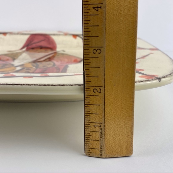 Zrike Yuletide Square Tray, large 15.5" ceramic Christmas serving tray, Italy - Picture 6 of 8